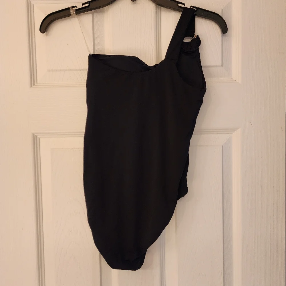 Seafolly Active One Shoulder Maillot One-Piece Swimsuit Black US Size 4